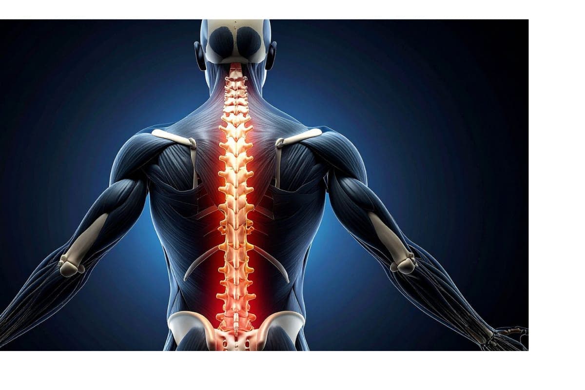 Spine surgeon reviewing a spinal X-ray with a patient